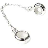 .925 Sterling Silver Stopper Safety Chain Bead Charm For European Charm Bracelets by Queenberry